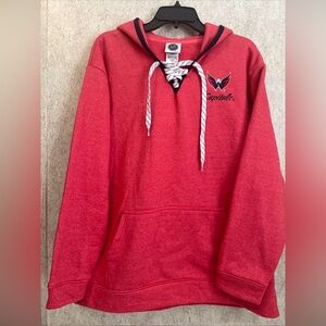 NHL Washington Capitals Hockey Lace-Up Red Hoodie Womens XL 16-18